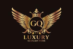 Luxury royal wing Letter GQ crest Gold color Logo vector, Victory logo, crest logo, wing logo, vector logo template.