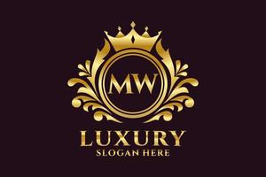 Initial MW Letter Royal Luxury Logo template in vector art for luxurious branding projects and other vector illustration.