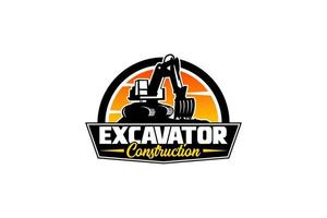 Excavator logo template vector. Heavy equipment logo vector for construction company. Creative excavator illustration for logo template.