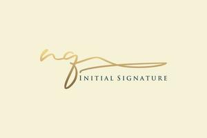 Initial NQ Letter Signature Logo Template elegant design logo. Hand drawn Calligraphy lettering Vector illustration.