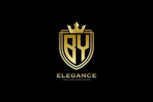 initial BY elegant luxury monogram logo or badge template with scrolls and royal crown - perfect for luxurious branding projects vector