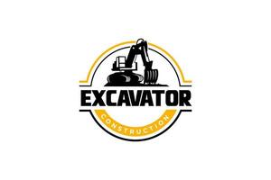 Excavator logo template vector. Heavy equipment logo vector for construction company. Creative excavator illustration for logo template.