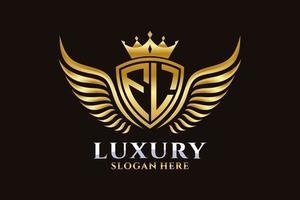 Luxury royal wing Letter FL crest Gold color Logo vector, Victory logo, crest logo, wing logo, vector logo template.