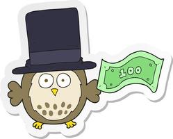 sticker of a cartoon rich owl vector