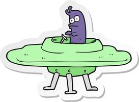 sticker of a cartoon flying saucer vector