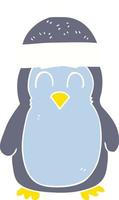 flat color illustration of a cartoon penguin vector