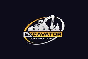 Excavator logo template vector. Heavy equipment logo vector for construction company. Creative excavator illustration for logo template.