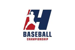 Letter H with Baseball Logo Design. Vector Design Template Elements for Sport Team or Corporate Identity.