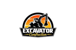 Excavator logo template vector. Heavy equipment logo vector for construction company. Creative excavator illustration for logo template.