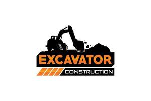 Excavator logo template vector. Heavy equipment logo vector for construction company. Creative excavator illustration for logo template.