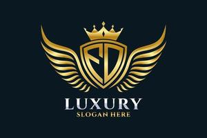 Luxury royal wing Letter FO crest Gold color Logo vector, Victory logo, crest logo, wing logo, vector logo template.