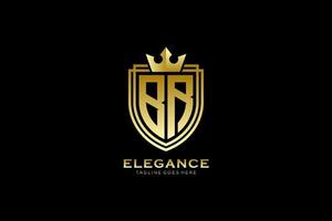 initial BR elegant luxury monogram logo or badge template with scrolls and royal crown - perfect for luxurious branding projects vector