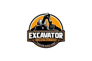 Excavator logo template vector. Heavy equipment logo vector for construction company. Creative excavator illustration for logo template.