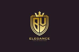 initial BV elegant luxury monogram logo or badge template with scrolls and royal crown - perfect for luxurious branding projects vector