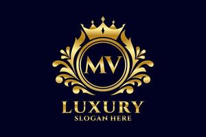 Initial MV Letter Royal Luxury Logo template in vector art for luxurious branding projects and other vector illustration.