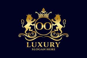 Initial OO Letter Lion Royal Luxury Logo template in vector art for luxurious branding projects and other vector illustration.