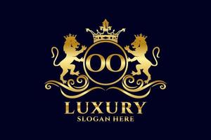 Initial OO Letter Lion Royal Luxury Logo template in vector art for luxurious branding projects and other vector illustration.