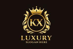 Initial KX Letter Royal Luxury Logo template in vector art for luxurious branding projects and other vector illustration.