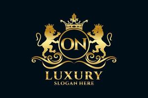 Initial ON Letter Lion Royal Luxury Logo template in vector art for luxurious branding projects and other vector illustration.