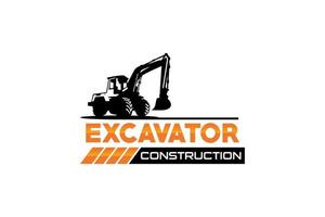 Excavator logo template vector. Heavy equipment logo vector for construction company. Creative excavator illustration for logo template.