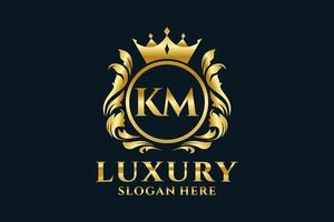 Initial KM Letter Royal Luxury Logo template in vector art for luxurious branding projects and other vector illustration.