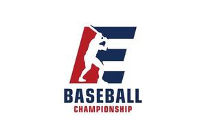 Letter E with Baseball Logo Design. Vector Design Template Elements for Sport Team or Corporate Identity.