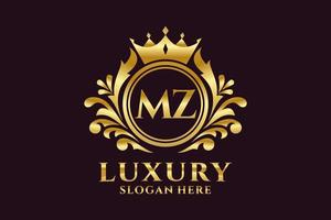 Initial MZ Letter Royal Luxury Logo template in vector art for luxurious branding projects and other vector illustration.