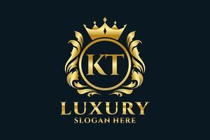 Initial KT Letter Royal Luxury Logo template in vector art for luxurious branding projects and other vector illustration.