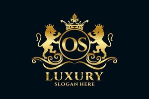 Initial OS Letter Lion Royal Luxury Logo template in vector art for luxurious branding projects and other vector illustration.