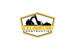 Excavator logo template vector. Heavy equipment logo vector for construction company. Creative excavator illustration for logo template.