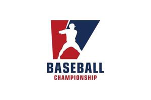 Letter V with Baseball Logo Design. Vector Design Template Elements for Sport Team or Corporate Identity.