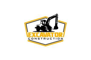 Excavator logo template vector. Heavy equipment logo vector for construction company. Creative excavator illustration for logo template.