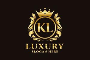 Initial KL Letter Royal Luxury Logo template in vector art for luxurious branding projects and other vector illustration.