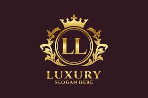 Initial LL Letter Royal Luxury Logo template in vector art for luxurious branding projects and other vector illustration.