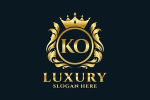 Initial KO Letter Royal Luxury Logo template in vector art for luxurious branding projects and other vector illustration.