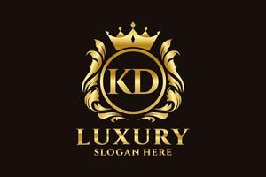 Initial KD Letter Royal Luxury Logo template in vector art for luxurious branding projects and other vector illustration.