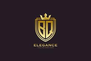 initial BQ elegant luxury monogram logo or badge template with scrolls and royal crown - perfect for luxurious branding projects vector