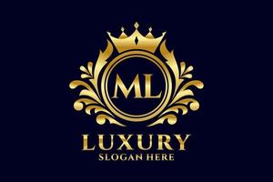 Initial ML Letter Royal Luxury Logo template in vector art for luxurious branding projects and other vector illustration.