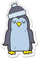 sticker of a cartoon penguin vector