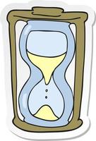 sticker of a cartoon hourglass vector