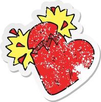 retro distressed sticker of a cartoon broken heart vector