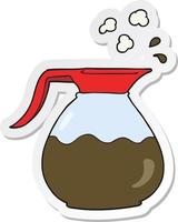 sticker of a cartoon coffee jug vector