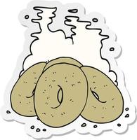 sticker of a cartoon bagels vector