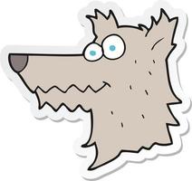 sticker of a cartoon wolf head vector
