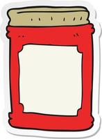 sticker of a cartoon jam jar vector