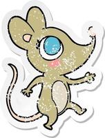 distressed sticker of a cartoon mouse vector