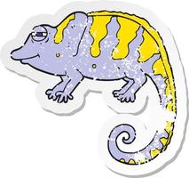 retro distressed sticker of a cartoon chameleon vector