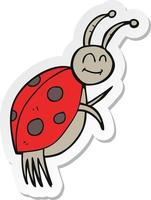 sticker of a cartoon ladybug vector