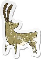 retro distressed sticker of a cartoon manly stag vector