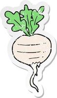 retro distressed sticker of a cartoon turnip vector